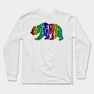 Rainbow colored California Grizzly Bear Long Sleeve T-Shirt